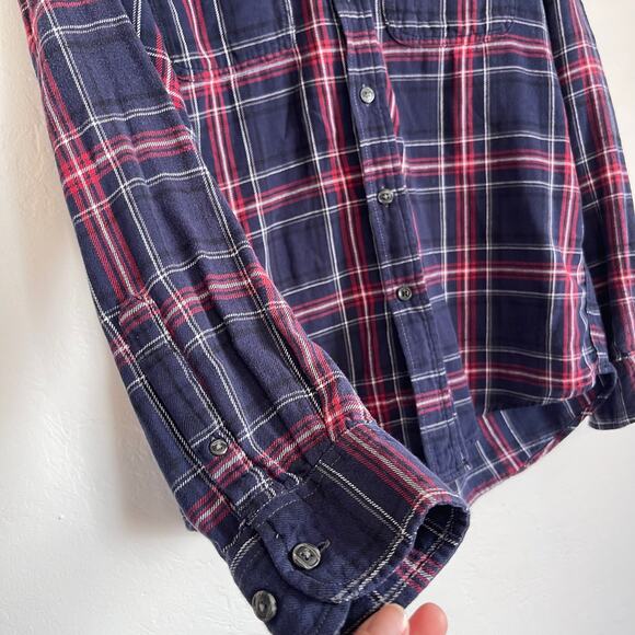 Basic Editions Flannel Classic Fit Long Sleeve Tartan Plaid Cotton Shirt Mens M - Picture 4 of 11
